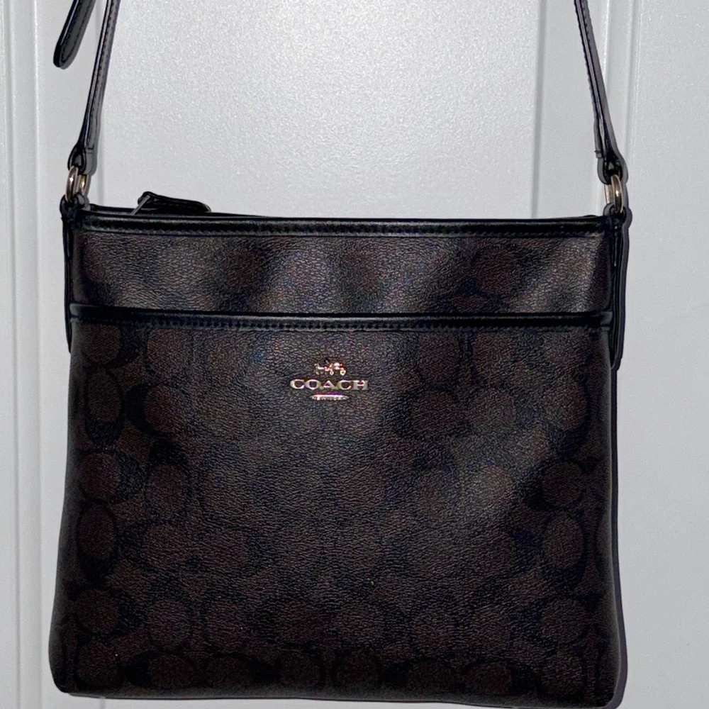Coach Signature Dark Brown Crossbody Bag - Picture 3 of 5